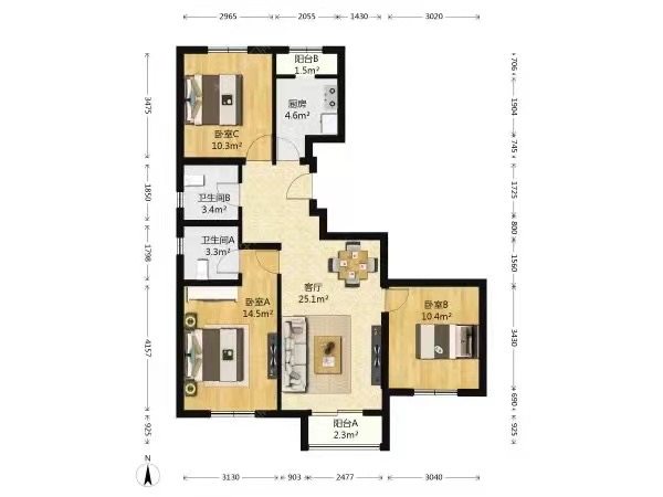 北京南海家园三里在售二手房源户型图_小牛看房